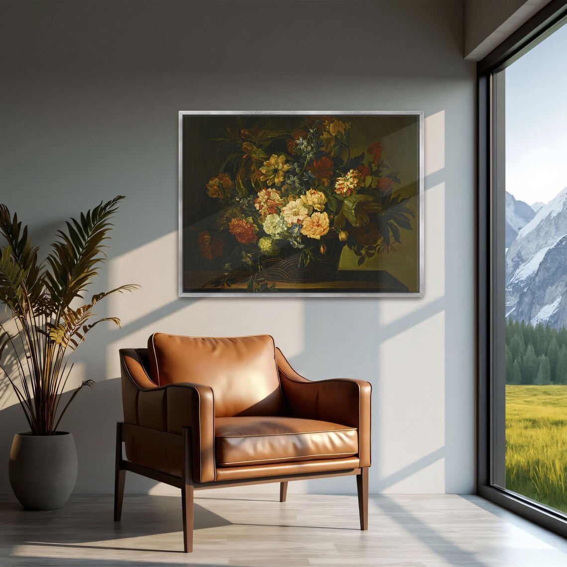 Dutch Style Floral Bouquet with Peonies Dark Still Life Art Poster - Image 3