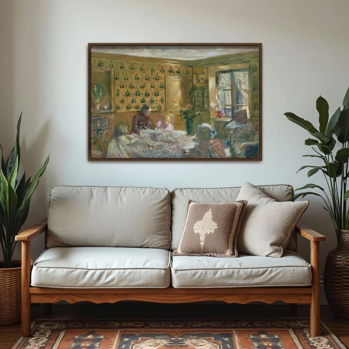Two Women Seated at a Table Vintage Impressionist Interior Art Print - Image 5