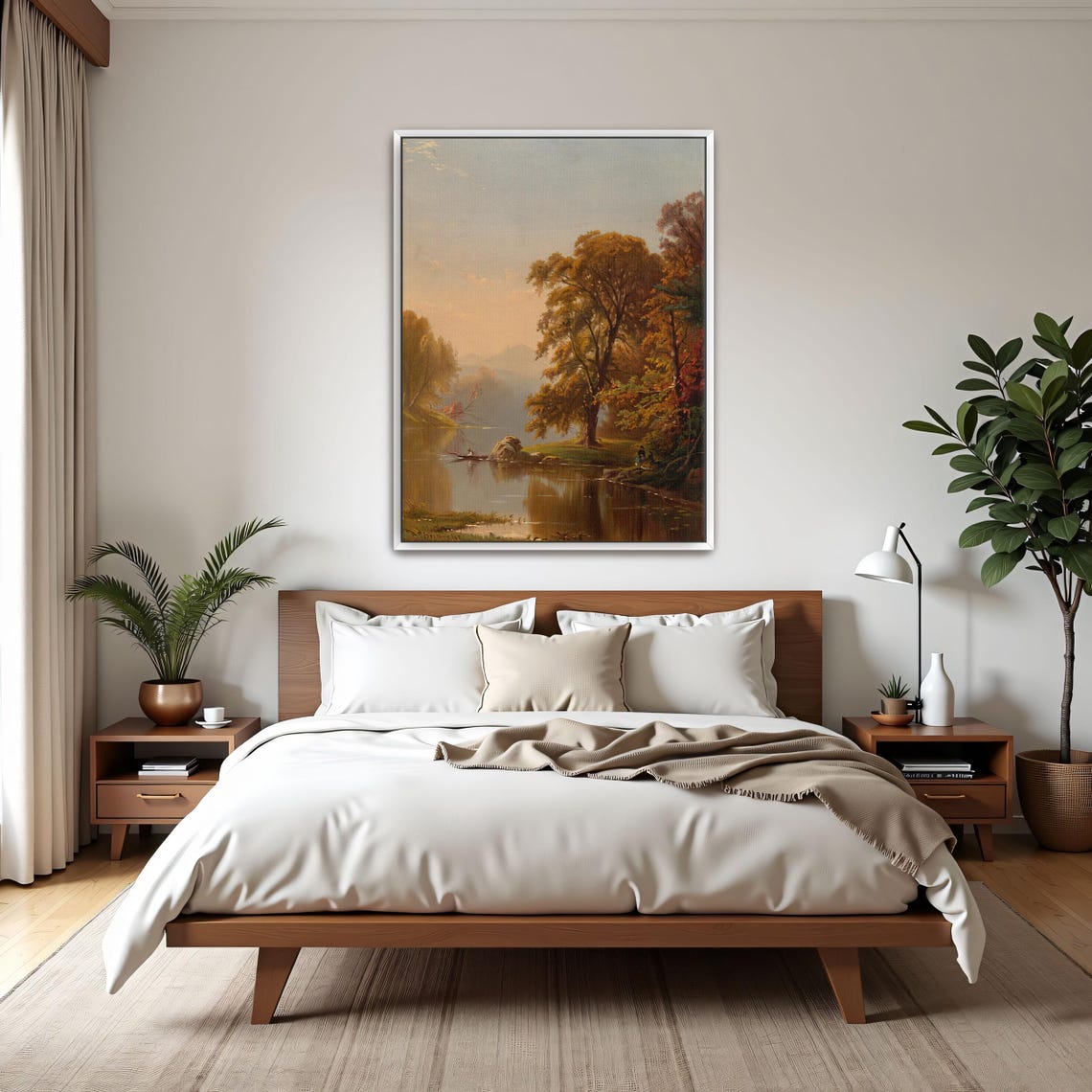 Autumn River Scene With Boat and Golden Trees Vintage Poster - Image 3