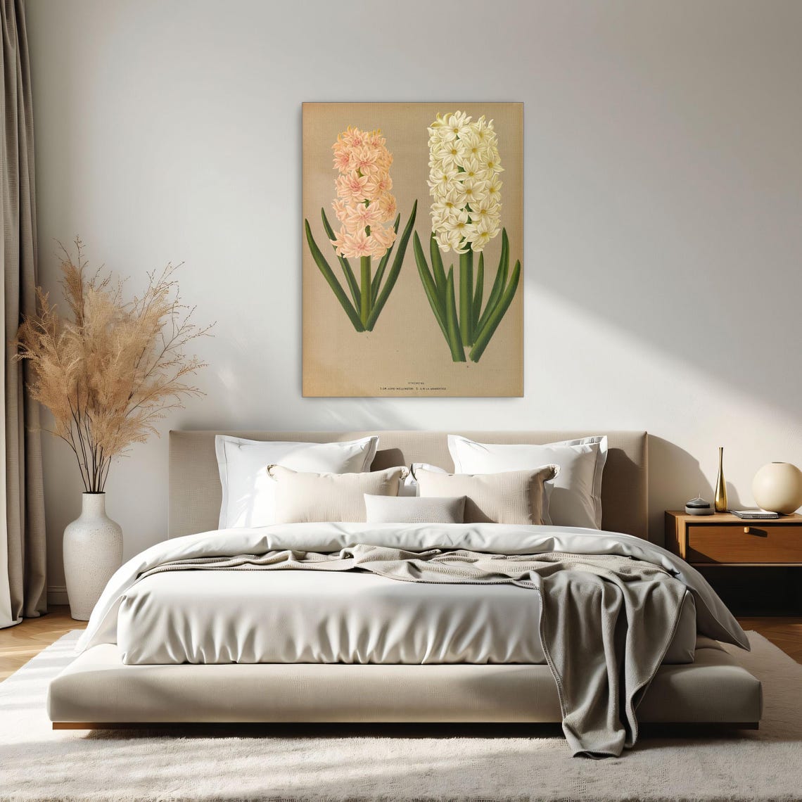 Two Hyacinth Flowers Pink and White Botanical Illustration Poster - Image 2