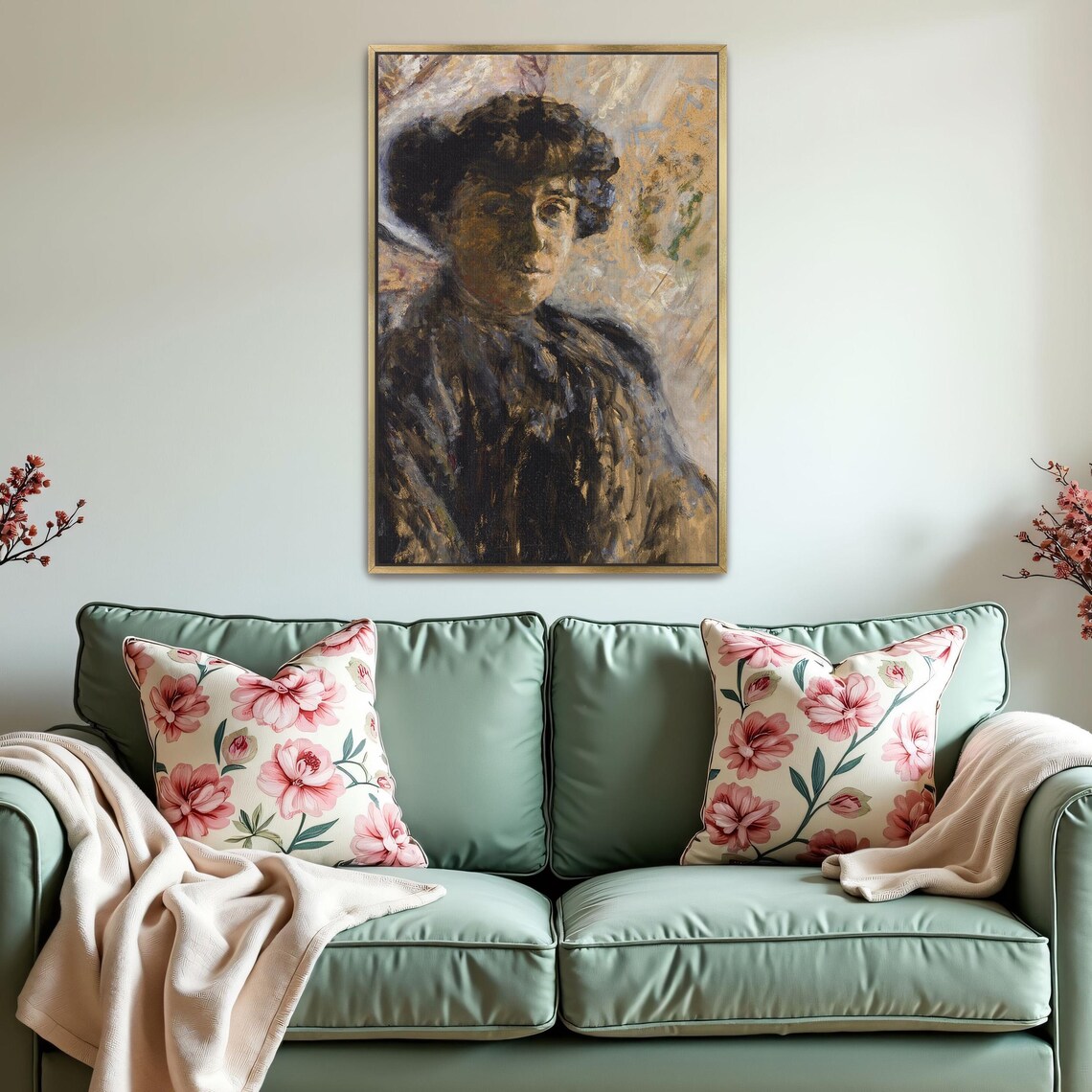Woman In Black Dress Impressionist Portrait Oil Painting Poster