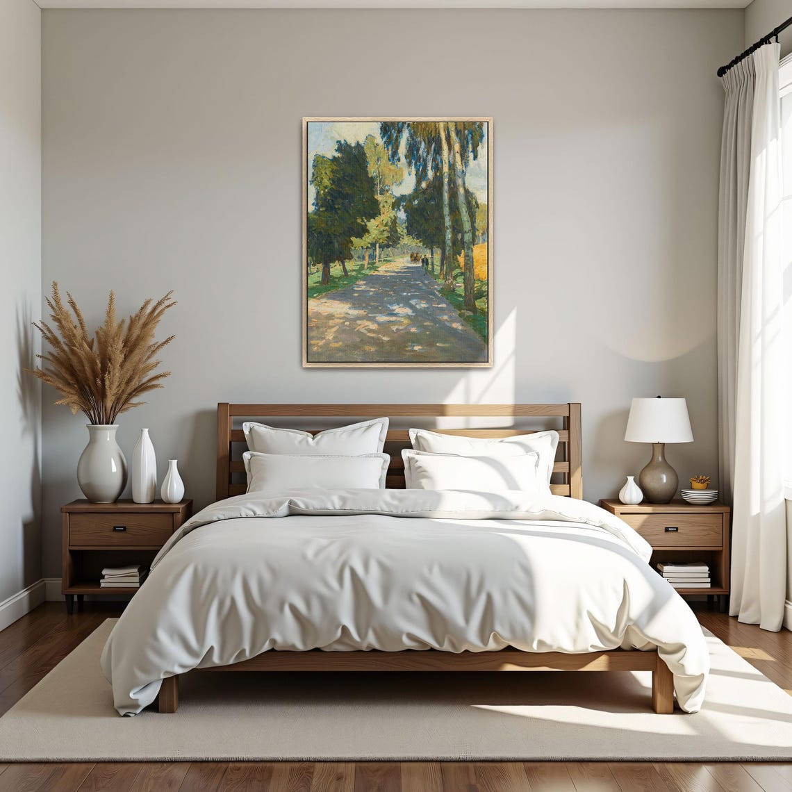 Sunlit Tree Lined Road With Figures Impressionist Landscape Art Poster - Image 5