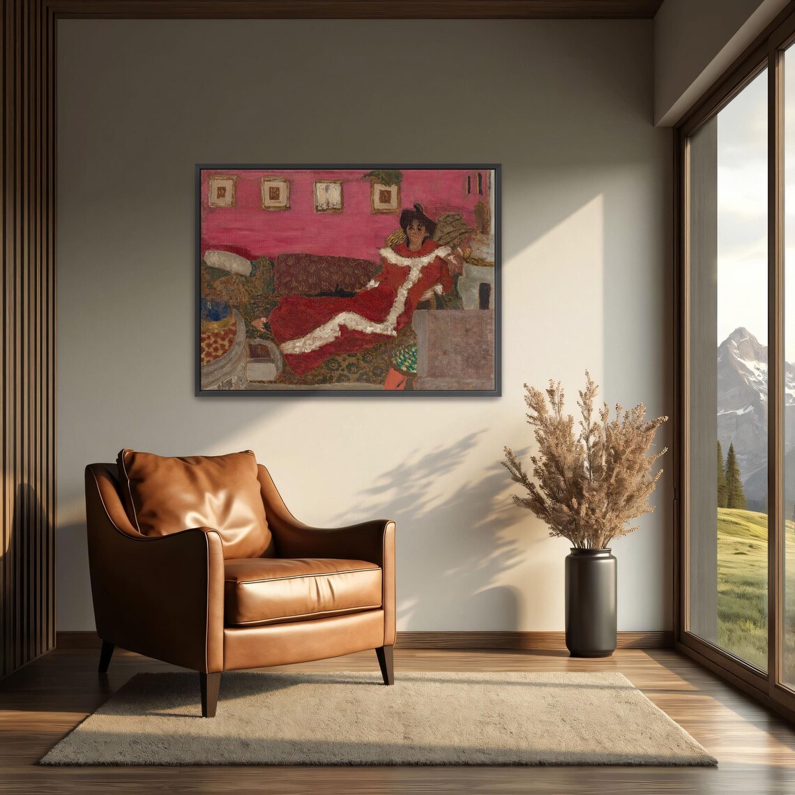 Woman in a Red Dress Reclining on a Divan Figure Portrait Poster - Image 2