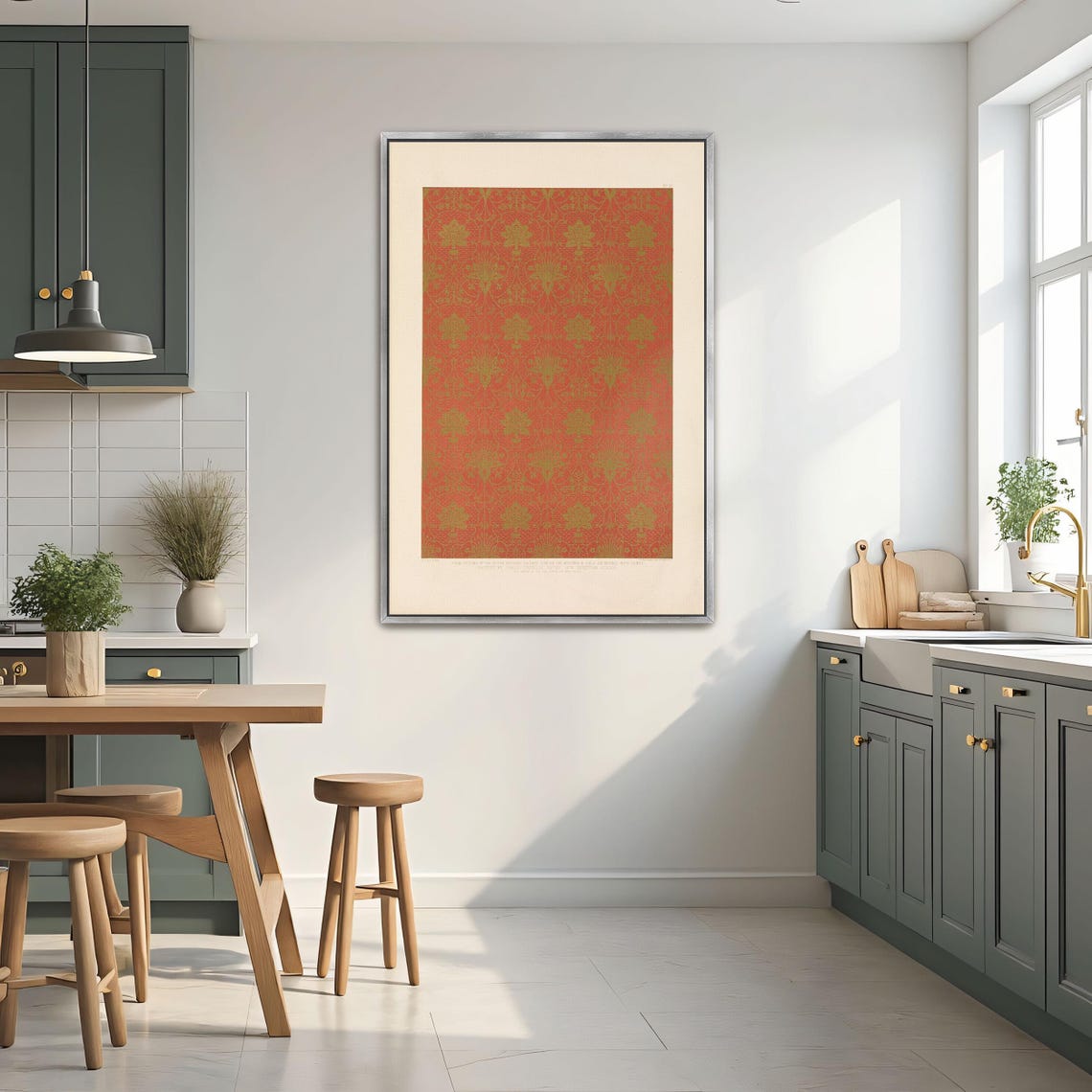 Red and Gold Ornamental Floral Pattern Vintage Damask Poster - Image 2