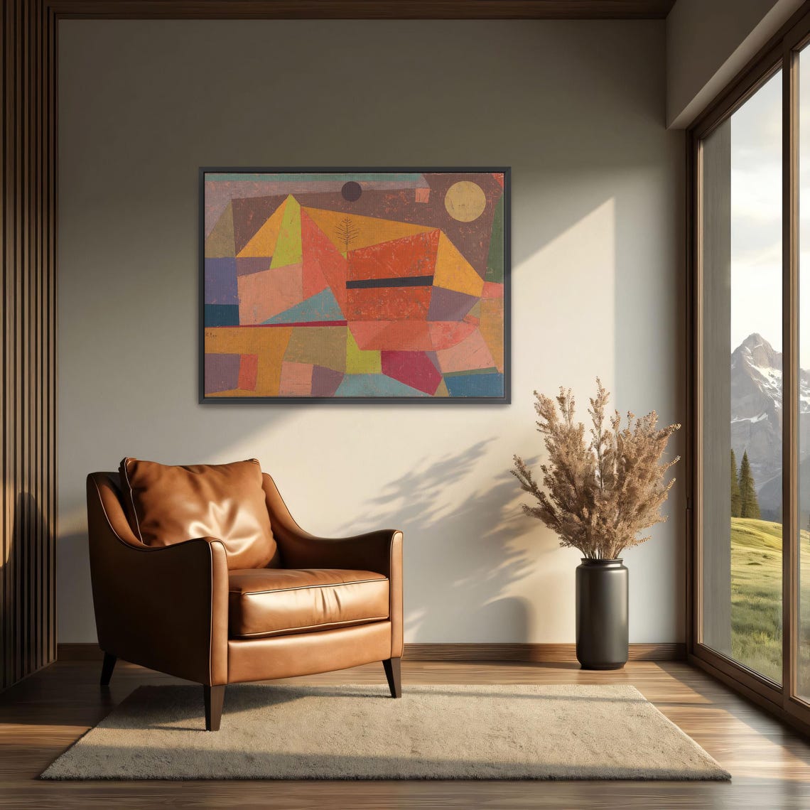 Paul Klee Framed Print Abstract Geometric Landscape With Sun And Tree Geometric Print Green And Blue Geometric Wall Art - Image 3