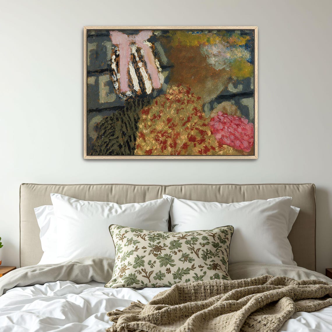 Woman in Striped Dress With Pink Bow Abstract Portrait Poster - Image 5
