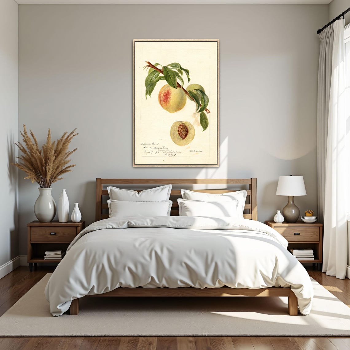 Chinese Peach On Branch With Pit Antique Botanical Study Art Poster - Image 4