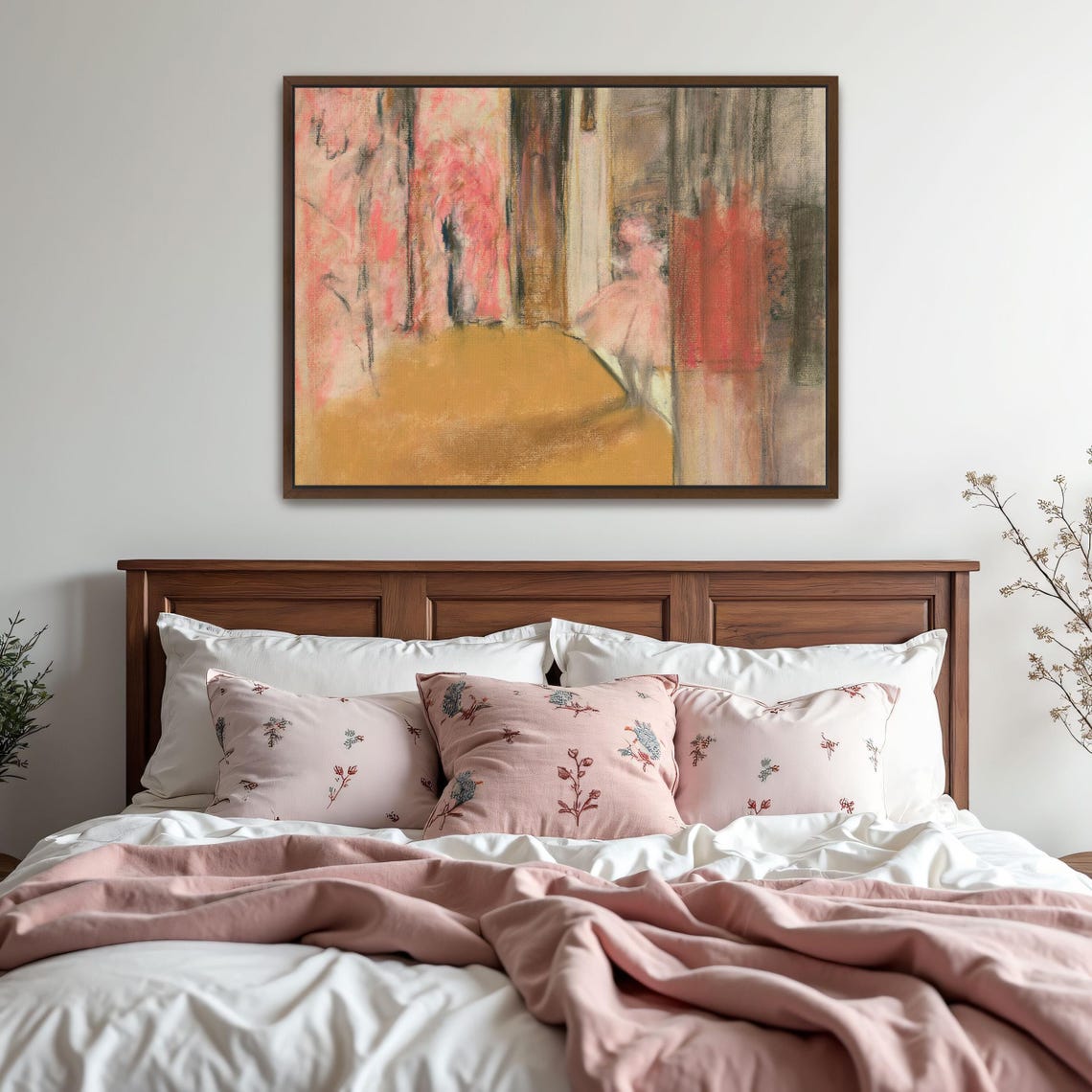 Large Framed Print Of Backstage Scene With A Dancer Portrait Fine Art Print Pink And Beige Entryway Art Print Boho Artwork - Image 2