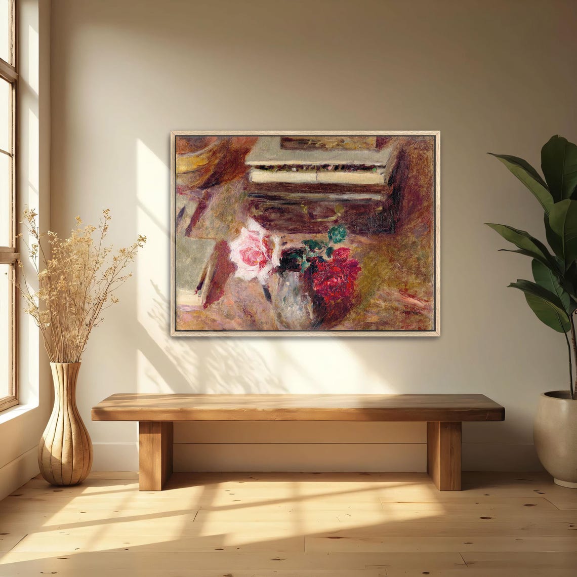 Roses Still Life with Piano Keyboard Impressionist Art Poster - Image 2