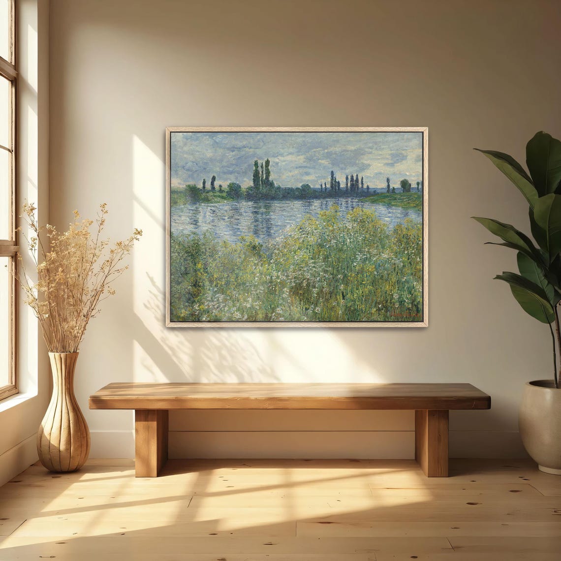 Claude Monet Wide River View With Poplars And Wildflowers Poster - Image 4