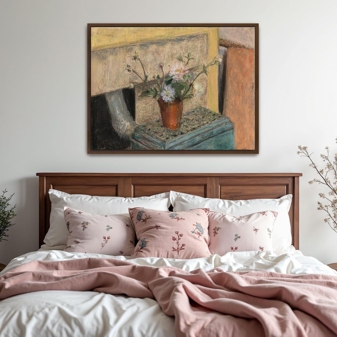 Pastel Flowers in a Pot on a Sunlit Table Still Life Painting Poster - Image 5