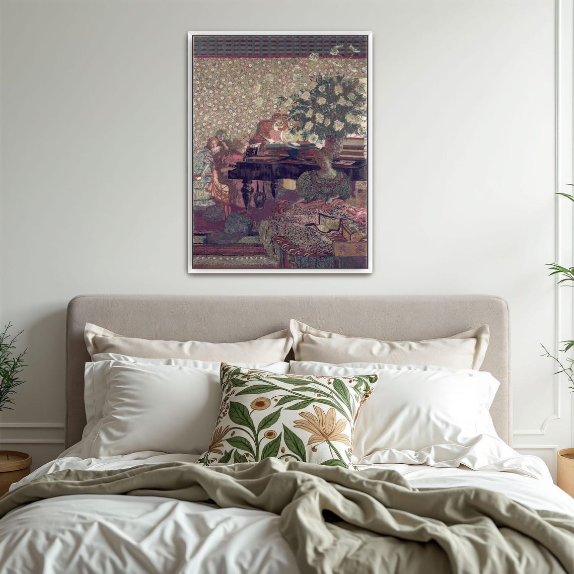 Women at Piano With Flowers Vintage Tapestry Style Interior Poster - Image 3