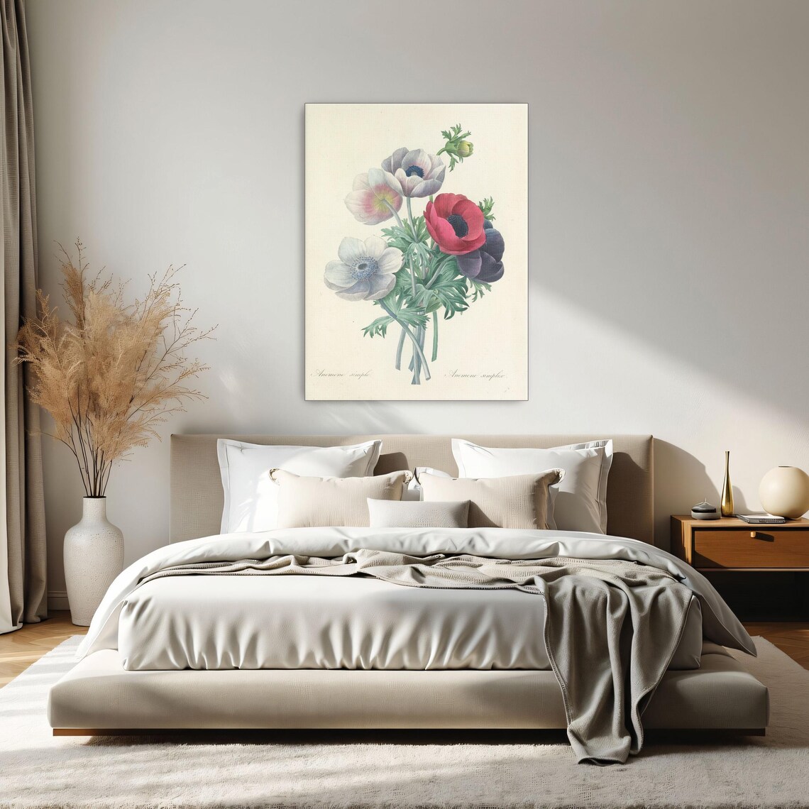 Colorful Anemone Flowers Bouquet Antique Botanical Illustration Poster - Image 2