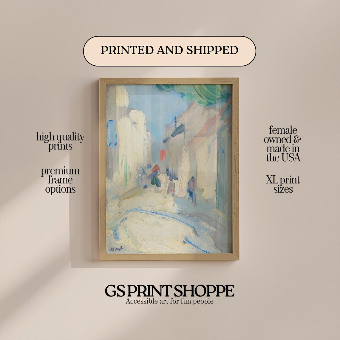 France Street Scene Impressionist Vintage Painting Art Poster