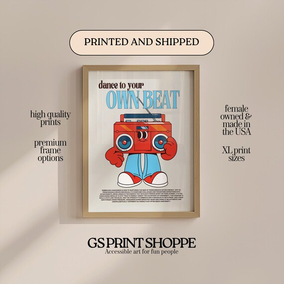Dance to Your Own Beat Boombox Character Classroom Music Poster