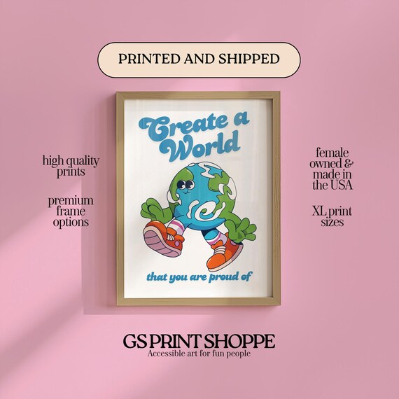 Create A World You Are Proud Of Running Globe Retro Motivational Poster