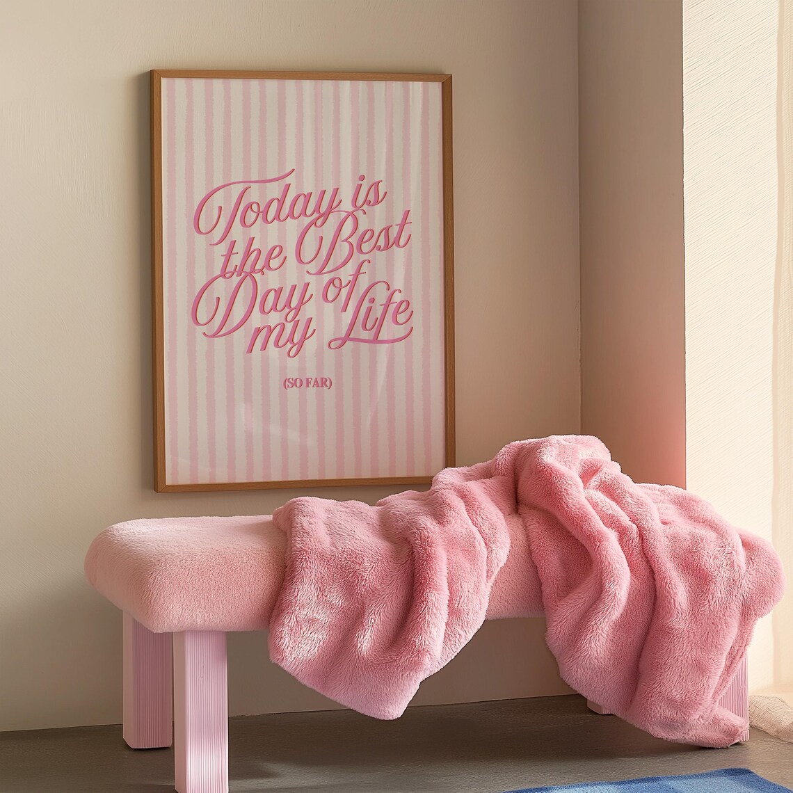 Today is the Best Day of my Life Pink Quote Print Dorm Decor - Image 2