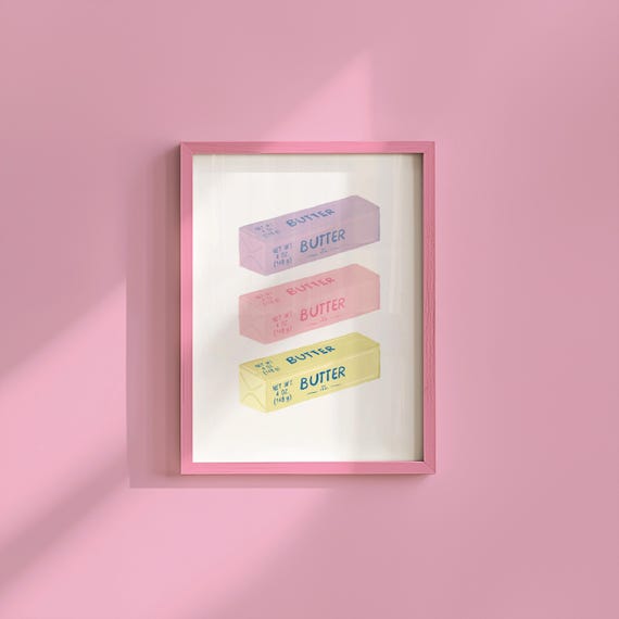 Butter Art Print Food Illustration Retro Pop Abstract Kitchen Wall