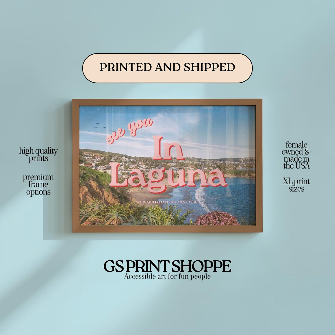 See You In Laguna Beach Retro Travel Typography Photo Poster