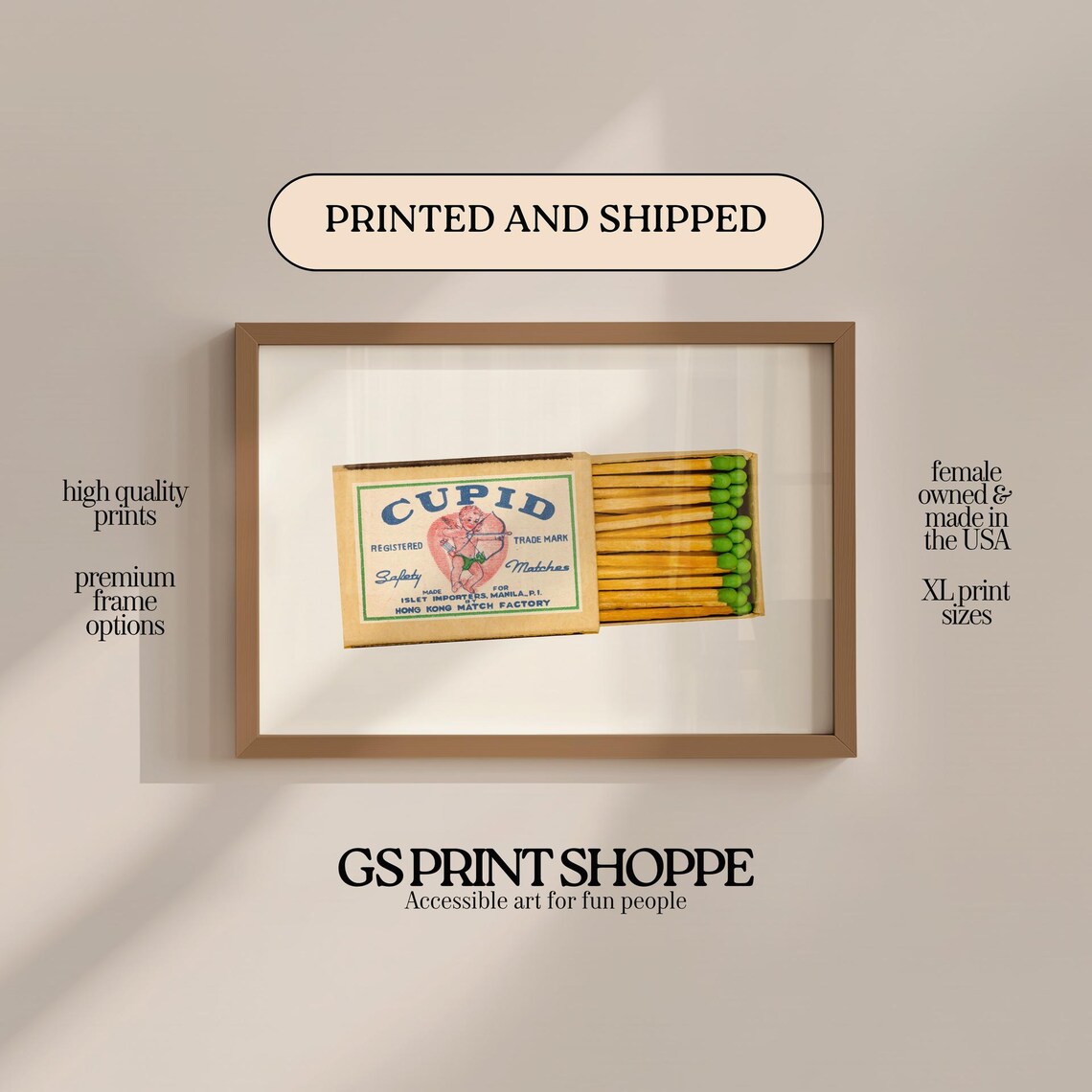 Vintage Cupid Safety Matches Box Retro Advertising Photo Art Print