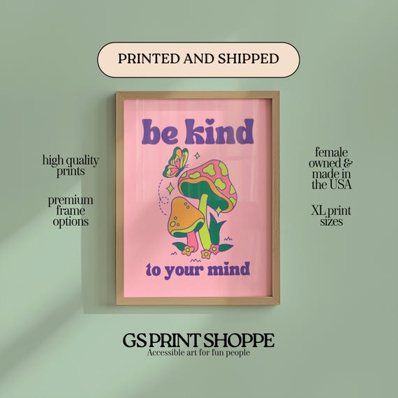Be Kind To Your Mind Groovy Vertical Art Print