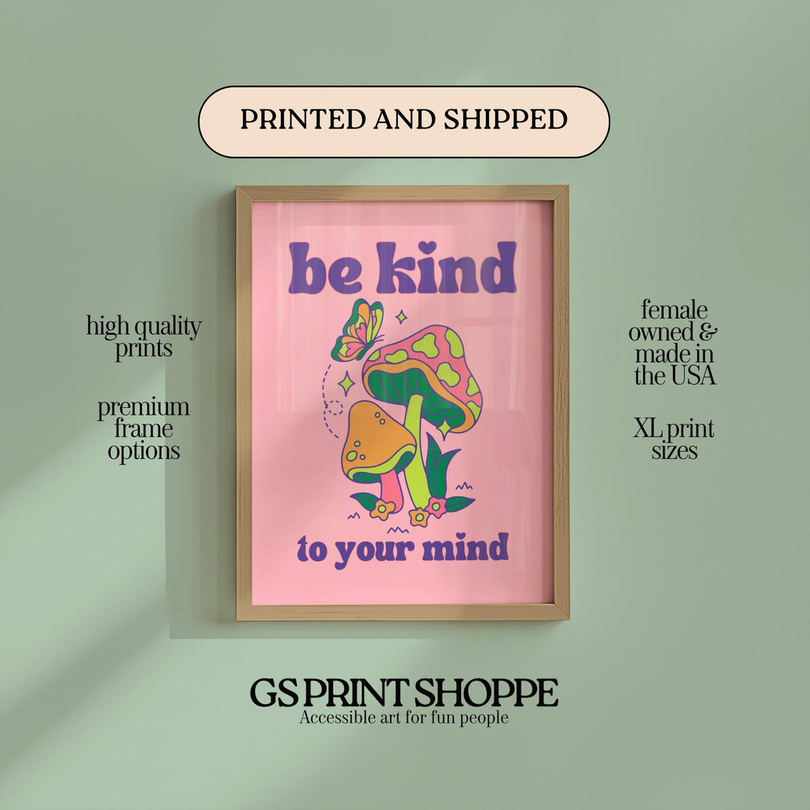 Be Kind To Your Mind Groovy Vertical Art Print
