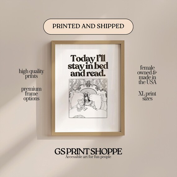 Today Ill Stay In Bed And Read Cozy Book Lover Quote Art Poster