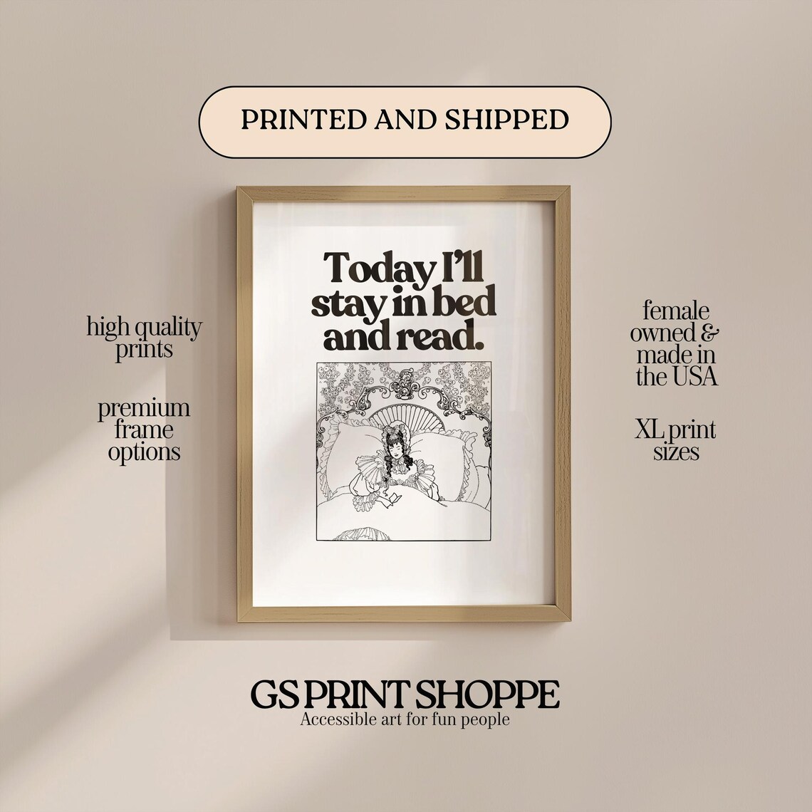Today Ill Stay In Bed And Read Cozy Book Lover Quote Art Poster