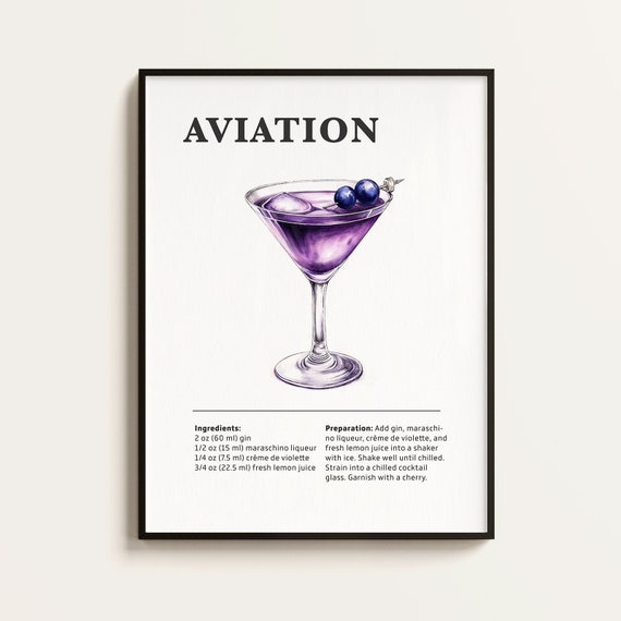 Aviation Poster, Cocktail Art Print