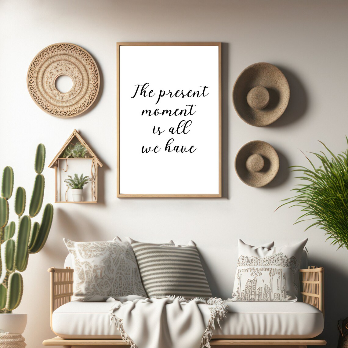 The Present Moment Is All We Have Calligraphy Mindfulness Quote Poster - Image 3