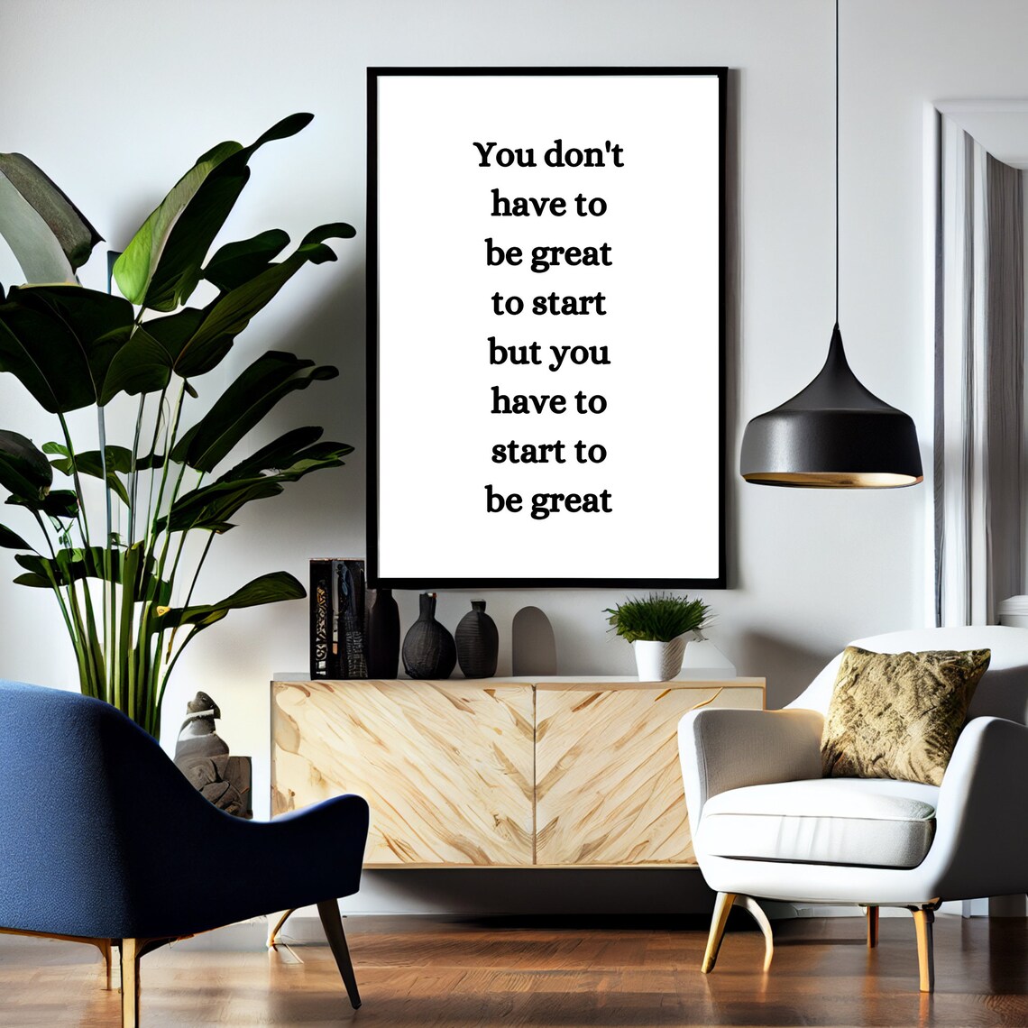 Start To Be Great Motivational Quote Bold Black Text Wall Art Poster - Image 2