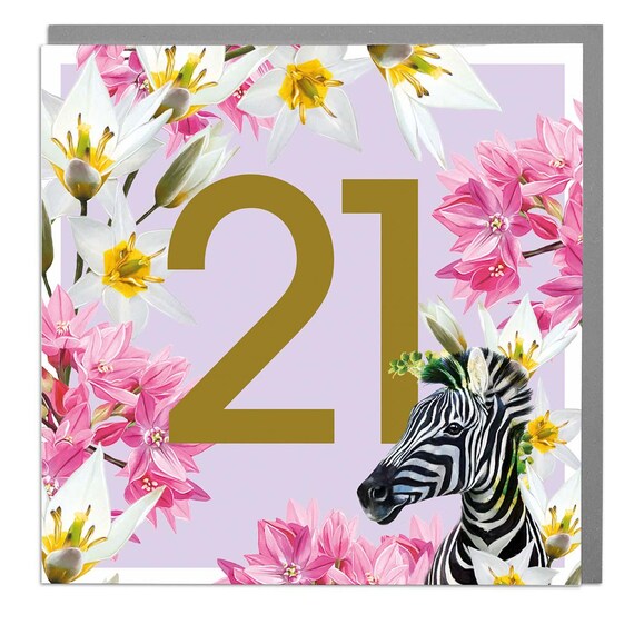 Age 21 Zebra Greeting Card