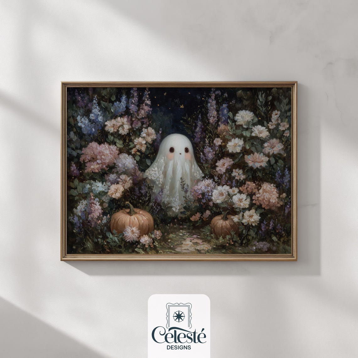 Cottage Garden Print Whimsical Halloween Wall Art