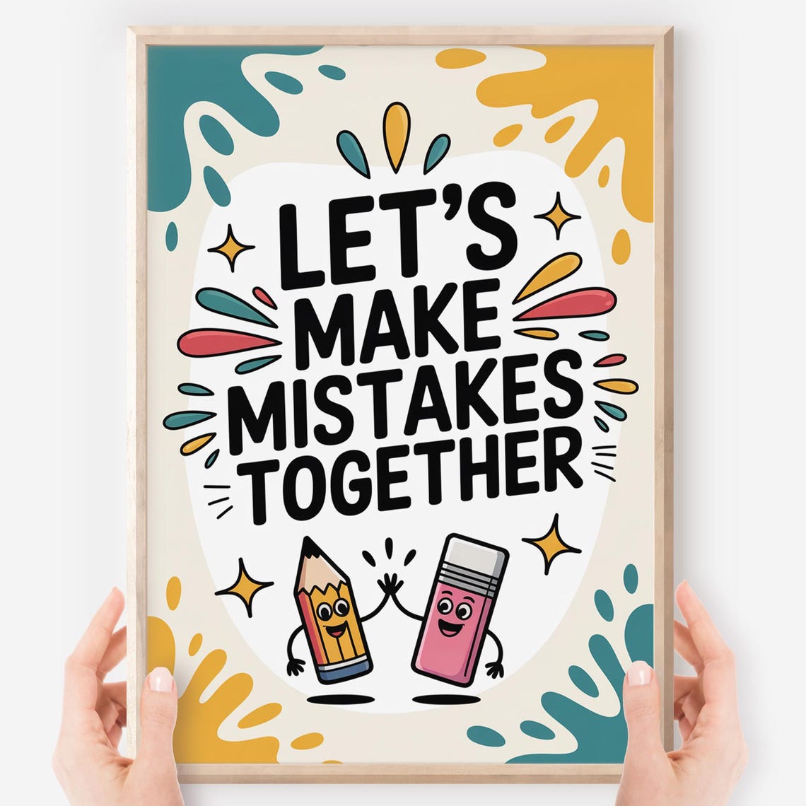 Lets Make Mistakes Together Growth Mindset Classroom Kids Poster