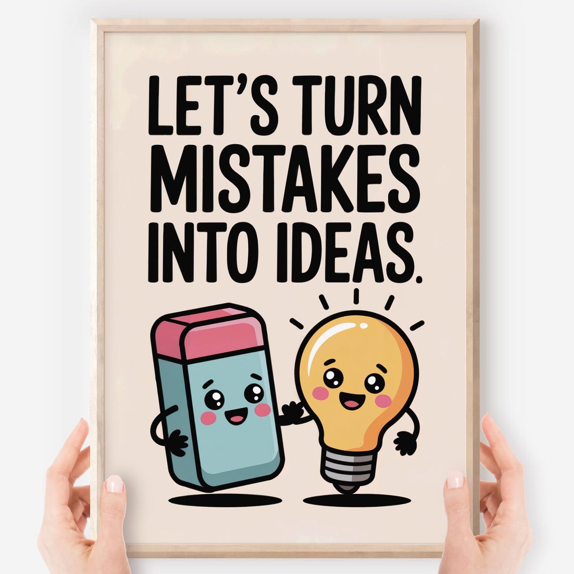 Let Us Turn Mistakes Into Ideas Cute Kawaii Classroom Quote Poster