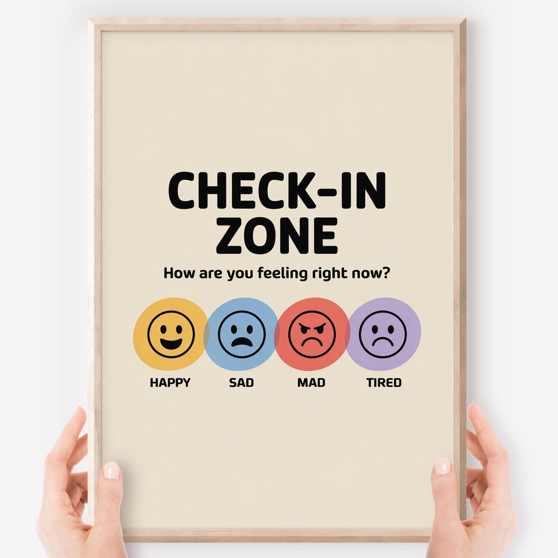 Check In Zone Feelings Chart Happy Sad Mad Tired Classroom SEL Poster
