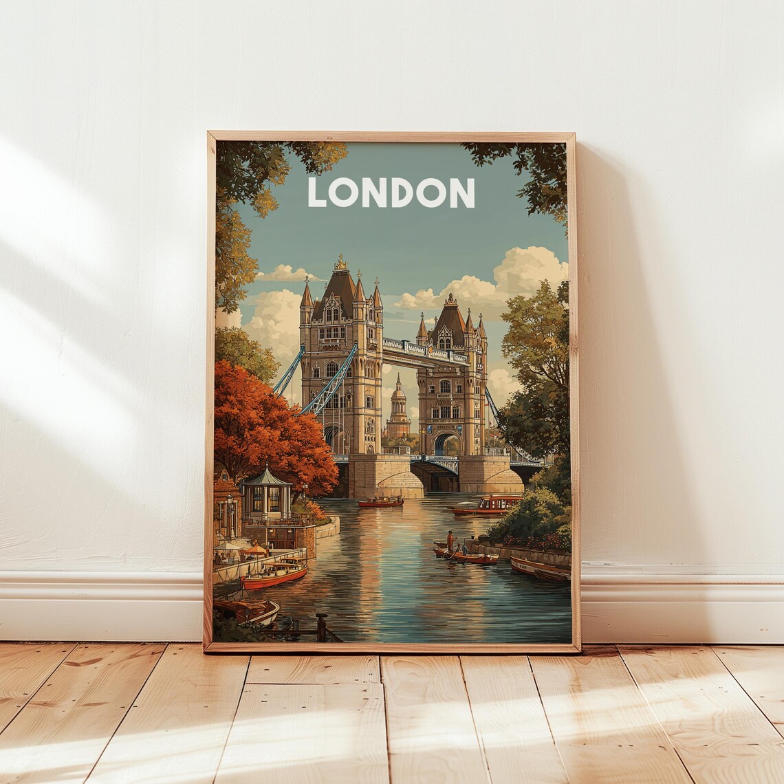 Vintage London Travel Poster, British Decor Art Print