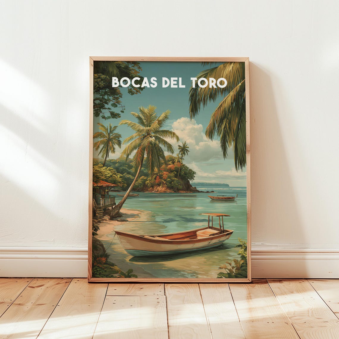 Bocas Del Toro Vintage Caribbean Tropical Island Beach Travel Poster