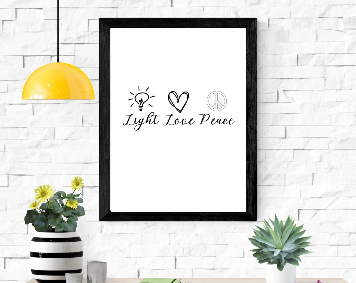 Light Love Peace Inspirational Quote Art Print - Image 3