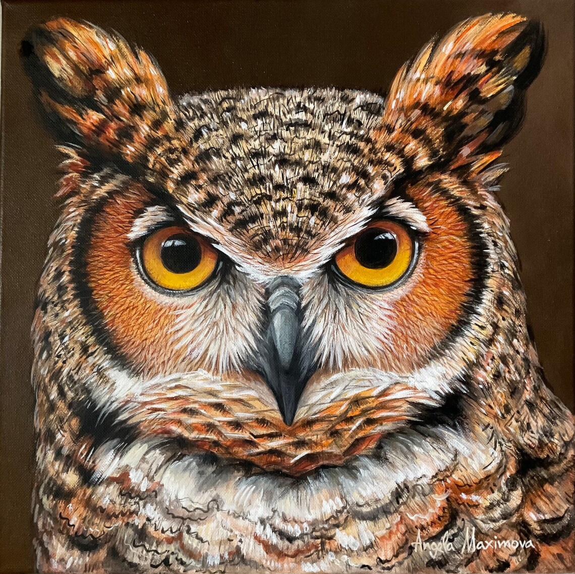 Owl Portrait Acrylic Painting Poster Art Print - Image 2