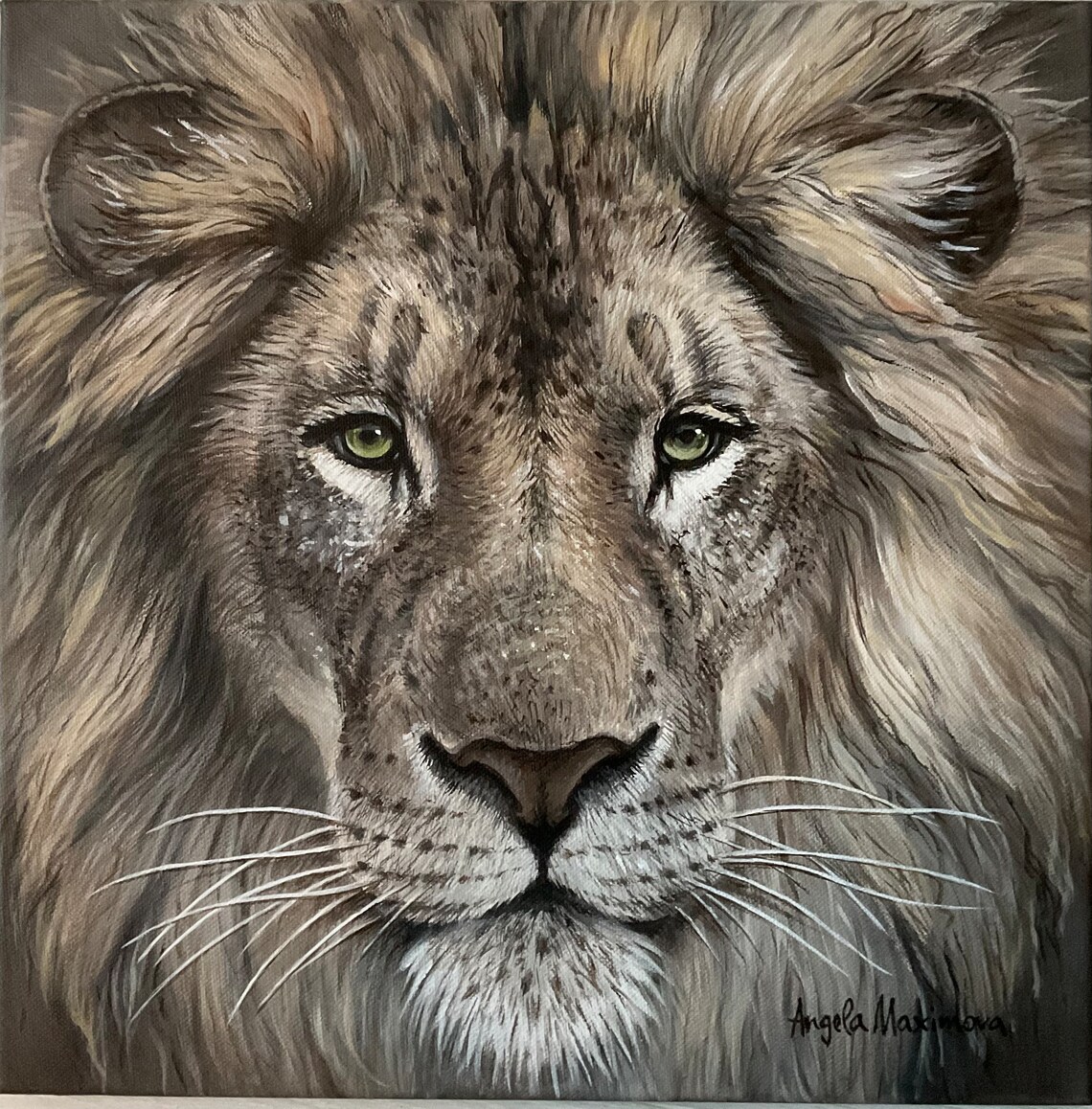 Lion Portrait Animal Art Print, Original Painting - Image 2