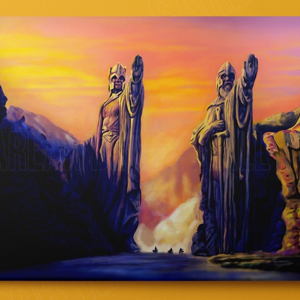 Gates of Argonath Sunset Giant Statues River Fantasy Movie Poster