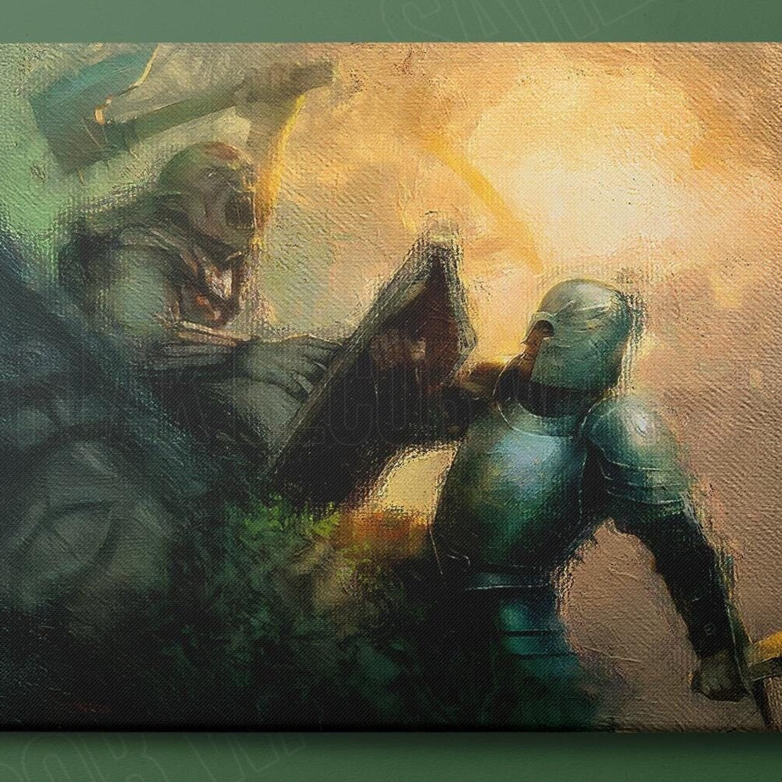 Orc Versus Knight Epic Battle Painterly Fantasy Movie Poster