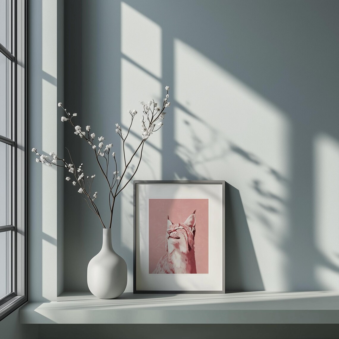 Pink Lynx Portrait Minimal Pastel Wild Cat Animal Art Poster - Image 5