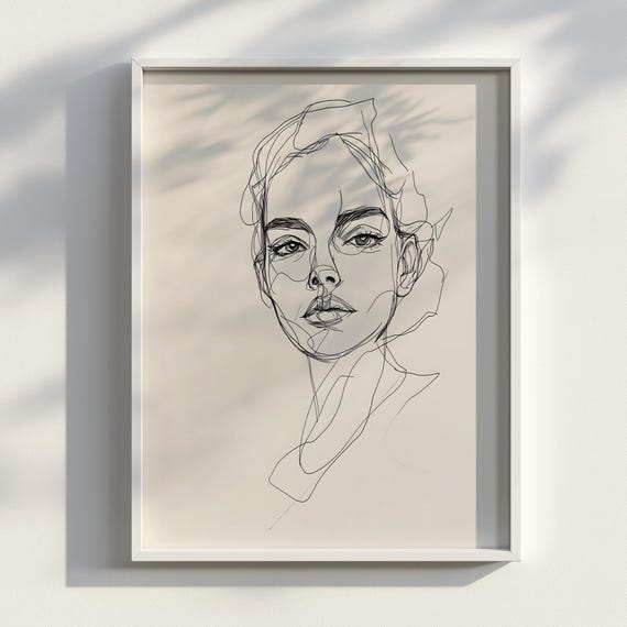 Femmecurve Minimal Line Art Female Portrait Elegant Oneline Woman Drawing Modern Feminine Wall Print