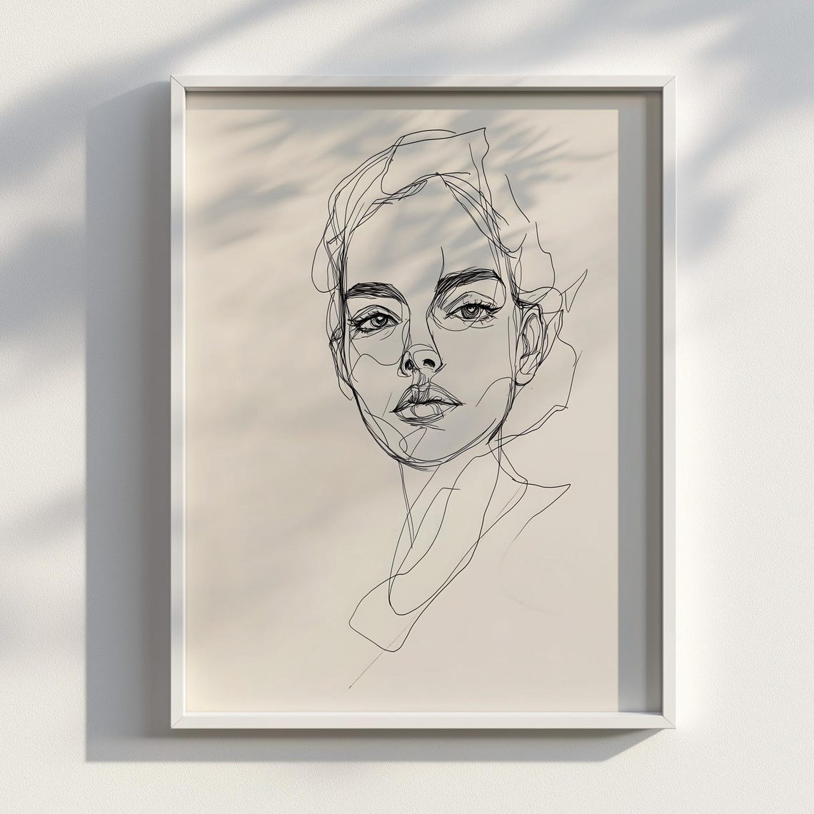 Minimalist One Line Woman Face Drawing Elegant Feminine Wall Art