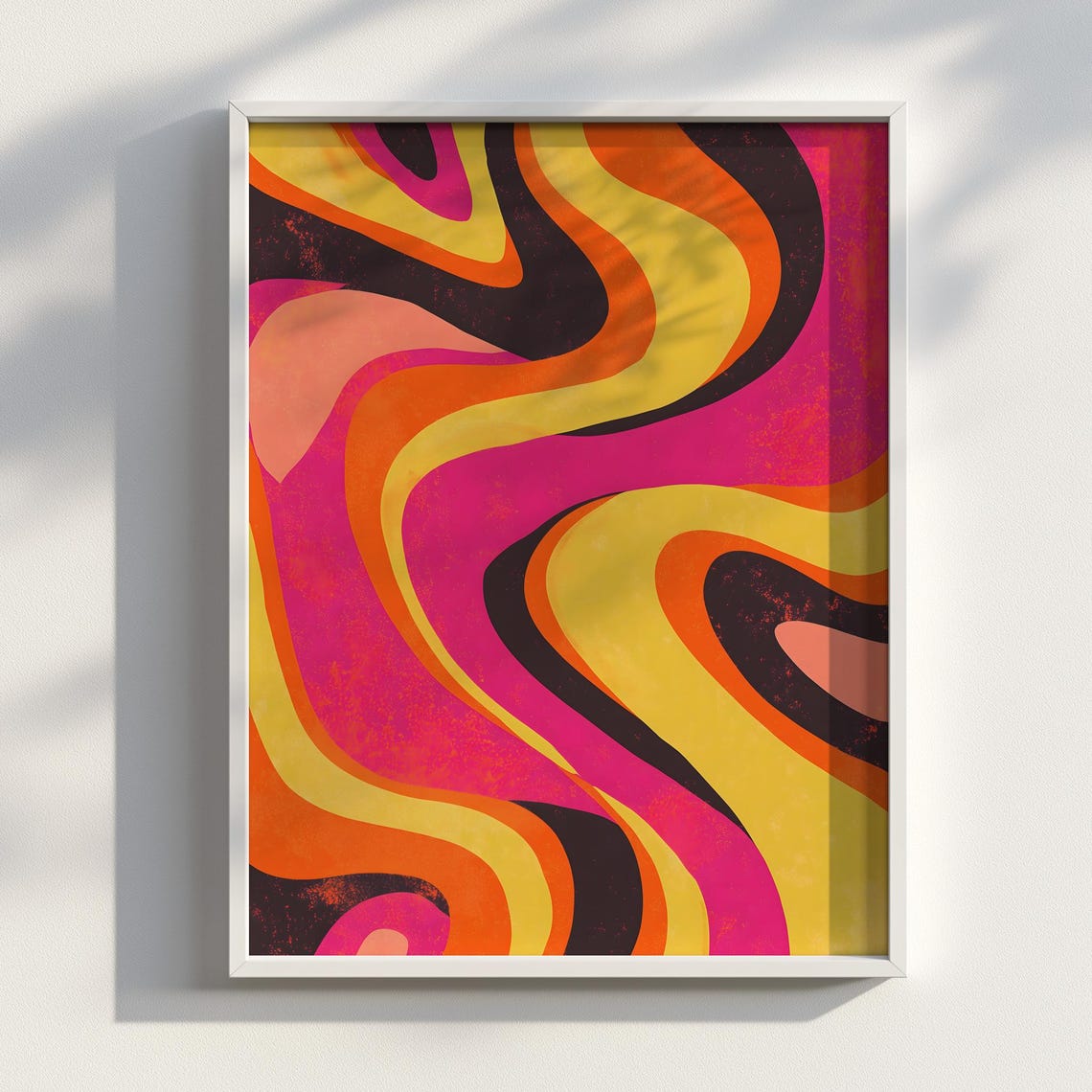 Pink Sunwave Bold Swirling Waves Retro Pop Art Abstract Poster