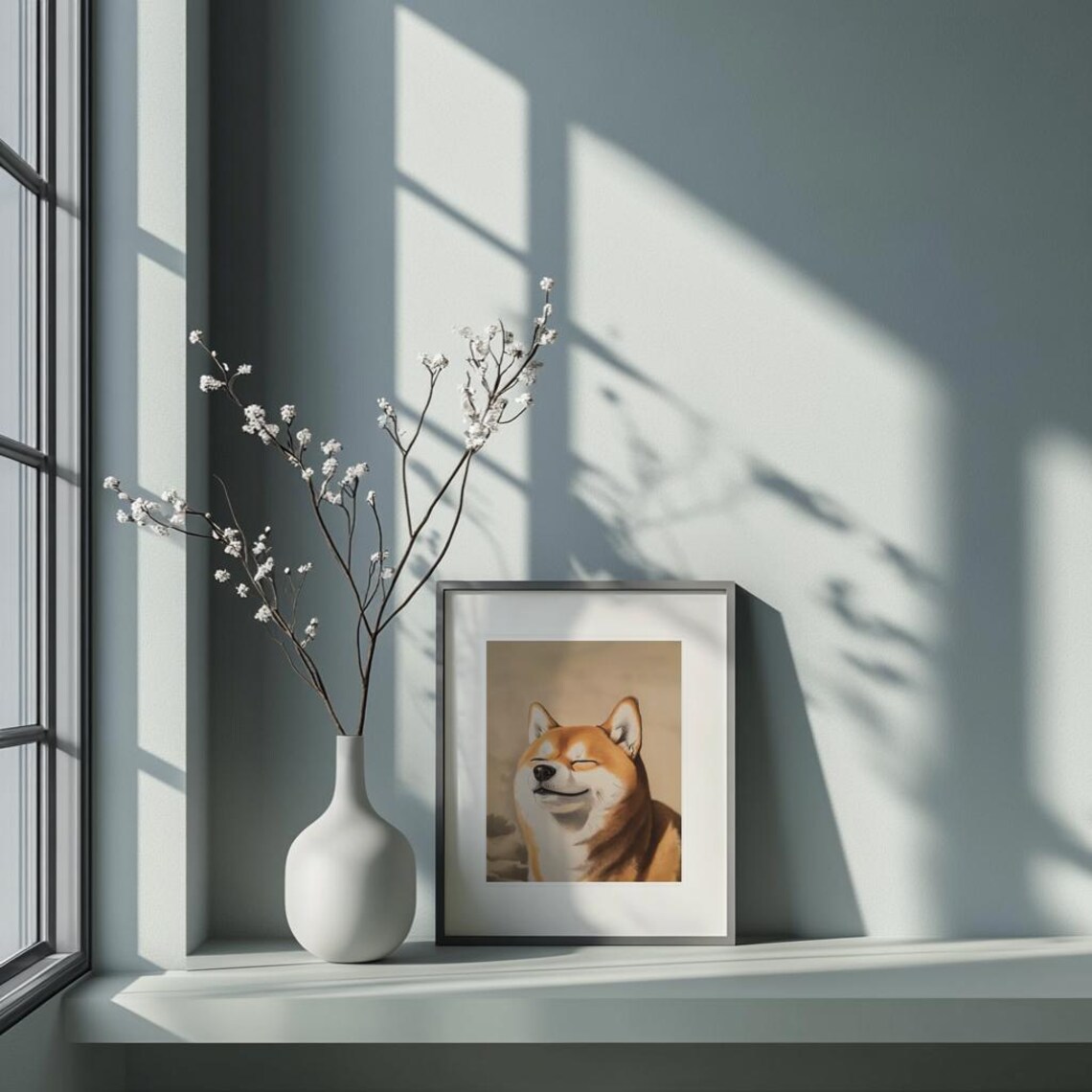 Happy Smiling Shiba Inu Ukiyoe Style Japanese Dog Portrait Poster - Image 2