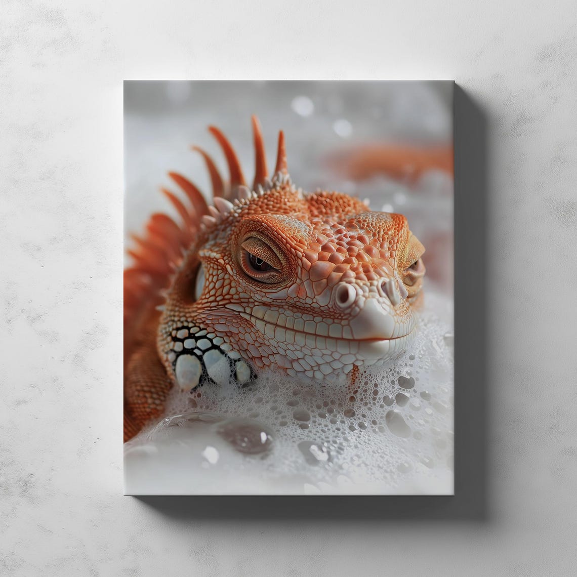 Bubbly Iguana Reptile Art Poster Relaxing Funny Bathroom Print Wall - Image 2