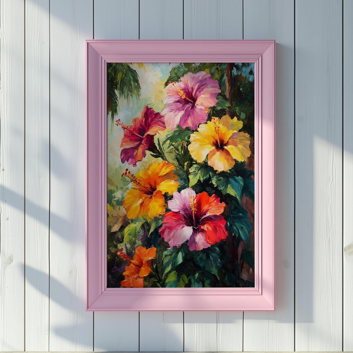 Tropical Bloom Hibiscus Art Vibrant Floral Painting Natureinspired Wall Decor Instant Botanical Elegance